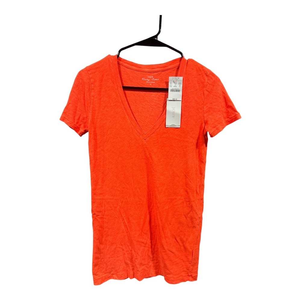 J. Crew Bright Orange V-Neck Tee